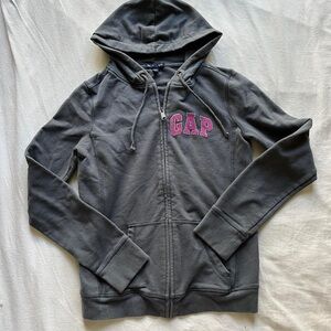 Y2k grey graphic gap zip up jacket